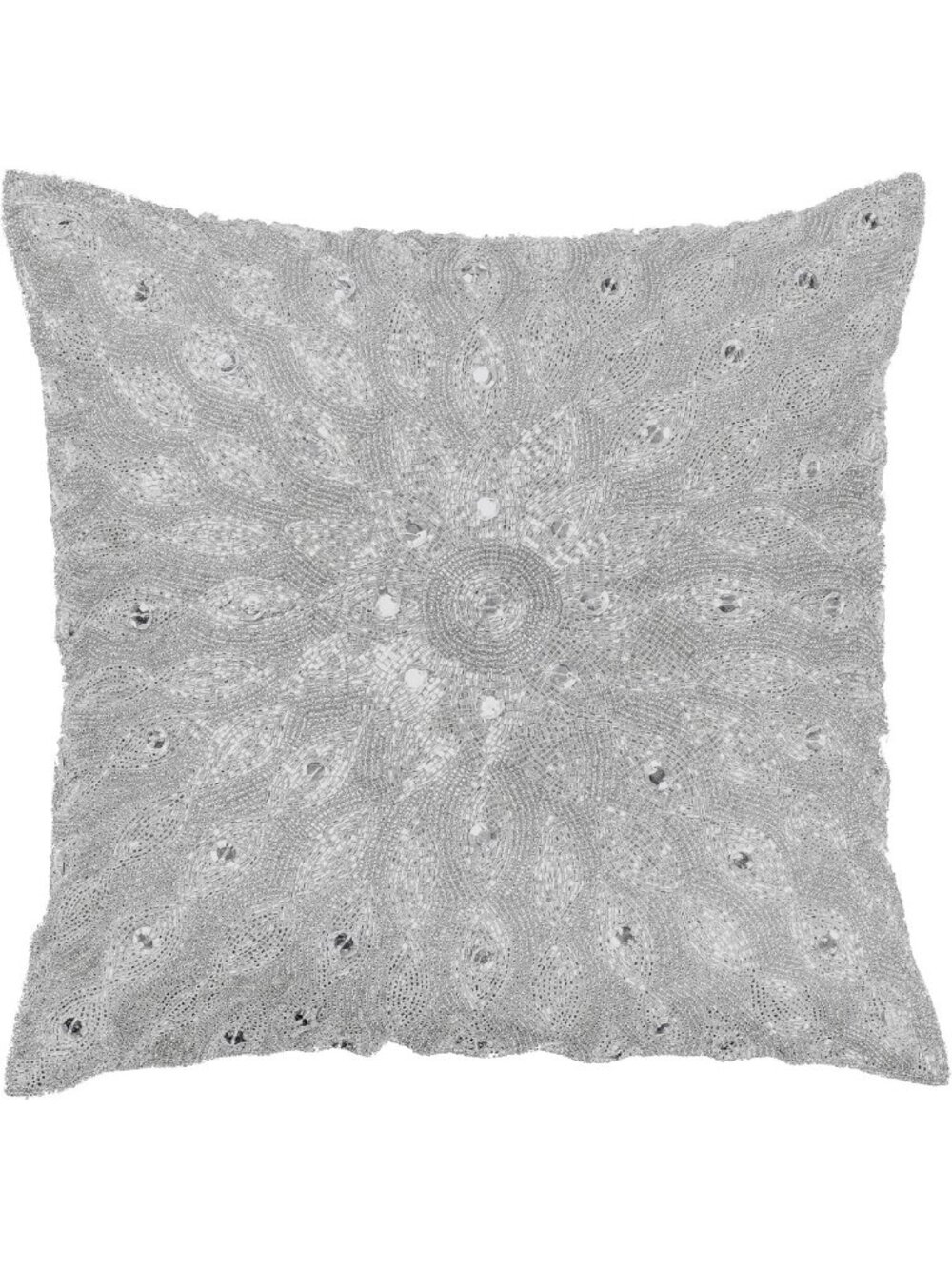 Elegant Silver Peacock Decorative Pillow Cover - 16x16 Hand Woven Accent Pillow